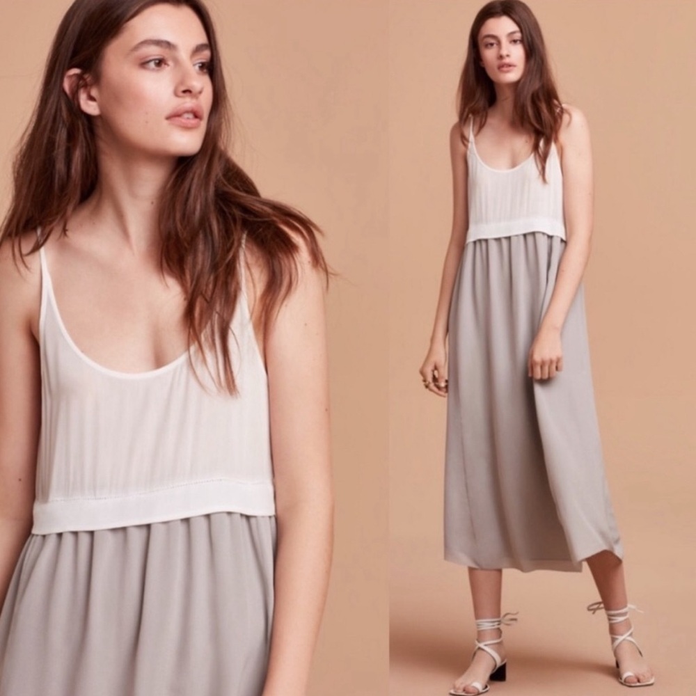 Wilfred Aritzia Bisous 100% Silk tank Maxi Dress size XXS BOHEMIAN Colorblock